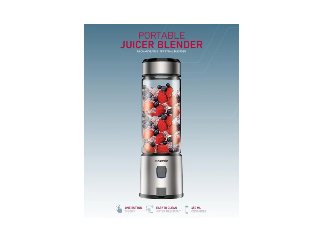 Moxedo Portable Juicer Blender - USB Rechargeable, 15oz, Black Moxedo Portable Juicer Blender - USB Rechargeable, 15oz, Black